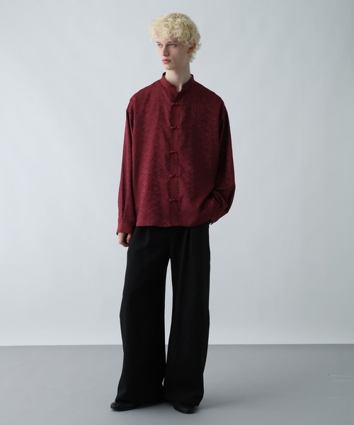 HARE（ハレ）の「ジャガードチャイナボタンスタンドシャツ(HARE)（シャツ/ブラウス・メンズ・レッド/ブルー/ブラック・FREE）」の9枚目の写真