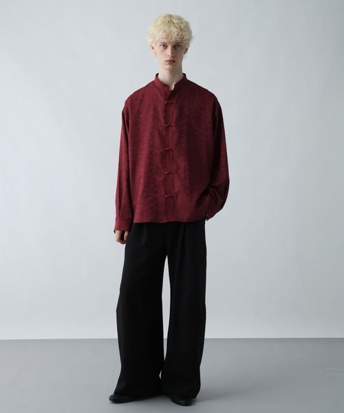 HARE（ハレ）の「ジャガードチャイナボタンスタンドシャツ(HARE)（シャツ/ブラウス・メンズ・レッド/ブルー/ブラック・FREE）」の10枚目の写真