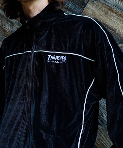 y2k 希少 初期　LGB ベロア トラックジャケット　ボクサー　Ｗジップ　黒 セール】VELOUR TRACK JACKET/THRASHER スラッシャー ベロア