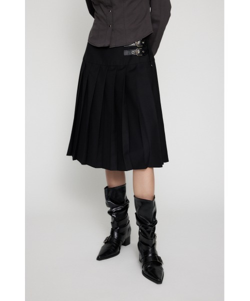 LAGUA GEM（ラグアジェム）の「PLEATS MIDI スカート（スカート・レディース・杢グレー/ネイビー系/ブラック・MEDIUM/SMALL/X-SMALL）」の2枚目の写真