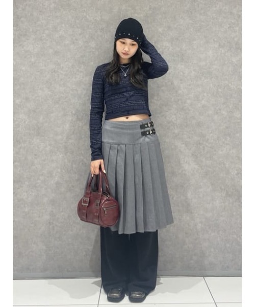 LAGUA GEM（ラグアジェム）の「PLEATS MIDI スカート（スカート・レディース・杢グレー/ネイビー系/ブラック・MEDIUM/SMALL/X-SMALL）」の21枚目の写真