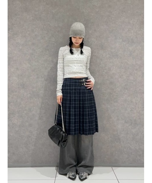 LAGUA GEM（ラグアジェム）の「PLEATS MIDI スカート（スカート・レディース・杢グレー/ネイビー系/ブラック・MEDIUM/SMALL/X-SMALL）」の18枚目の写真