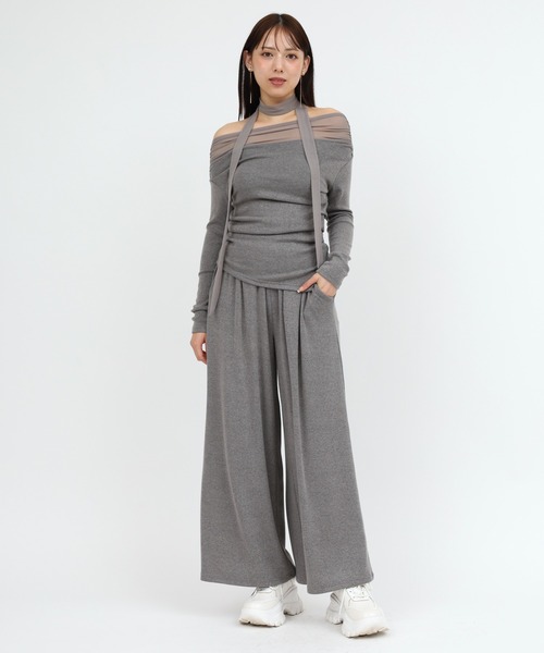 ROYAL PARTY(ロイヤルパーティー)の「デコルテシアーオフショルダーカットトップス(Tシャツ/カットソー・レディース・グレー/ブラック/ブラウン・FREE)」の14枚目の写真