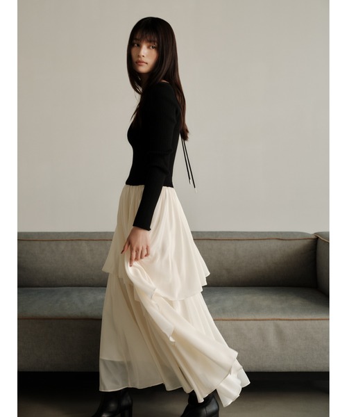 【未使用】FRAY I.D レイヤードビスチェドッキングワンピース FRAY I.D（フレイアイディー）の「レイヤードビスチェドッキング