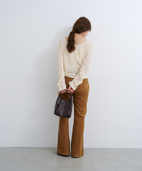 Kastane（カスタネ）の「B ギャザーレースカットトップス（Tシャツ/カットソー・レディース・ブラック/アイボリー/ブラウン・FREE）」の12枚目の写真