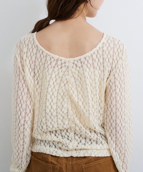 Kastane（カスタネ）の「B ギャザーレースカットトップス（Tシャツ/カットソー・レディース・ブラック/アイボリー/ブラウン・FREE）」の16枚目の写真