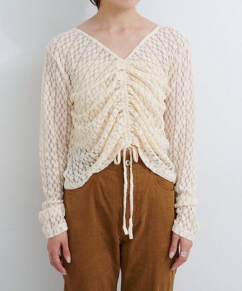 Kastane（カスタネ）の「B ギャザーレースカットトップス（Tシャツ/カットソー・レディース・ブラック/アイボリー/ブラウン・FREE）」の17枚目の写真