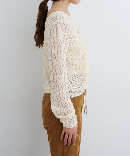 Kastane（カスタネ）の「B ギャザーレースカットトップス（Tシャツ/カットソー・レディース・ブラック/アイボリー/ブラウン・FREE）」の18枚目の写真