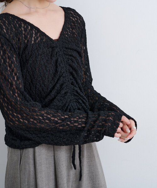 Kastane（カスタネ）の「B ギャザーレースカットトップス（Tシャツ/カットソー・レディース・ブラック/アイボリー/ブラウン・FREE）」の21枚目の写真