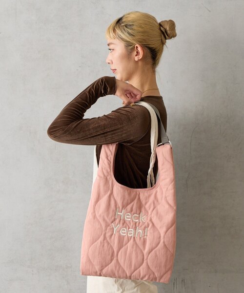 BIRTHDAY BAR（バースデイバー）の「キルティングマルシェトート2WAYバッグ ショルダー付き（トートバッグ・レディース・グリーン/ブラック/アイボリー/ピンク・0）」の4枚目の写真