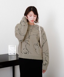 libelle more | ミニフェザーニュアンス柄ジャガードニット(ニット/セーター)