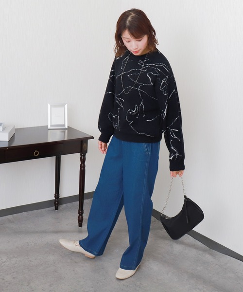 libelle more（リベル モア）の「ミニフェザーニュアンス柄ジャガードニット（ニット/セーター・レディース・ブラック/グレイッシュベージュ/アイボリー・M）」の17枚目の写真