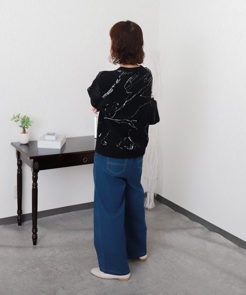 libelle more（リベル モア）の「ミニフェザーニュアンス柄ジャガードニット（ニット/セーター・レディース・ブラック/グレイッシュベージュ/アイボリー・M）」の19枚目の写真