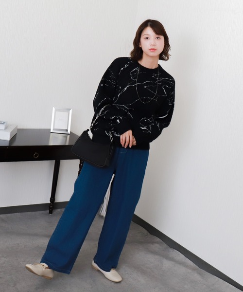 libelle more（リベル モア）の「ミニフェザーニュアンス柄ジャガードニット（ニット/セーター・レディース・ブラック/グレイッシュベージュ/アイボリー・M）」の20枚目の写真