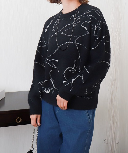 libelle more（リベル モア）の「ミニフェザーニュアンス柄ジャガードニット（ニット/セーター・レディース・ブラック/グレイッシュベージュ/アイボリー・M）」の21枚目の写真