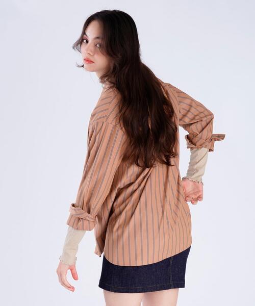 セール】ストライプ コットン ロングスリーブ シャツ（シャツ/ブラウス