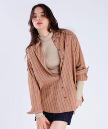 ストライプ コットン ロングスリーブ シャツ