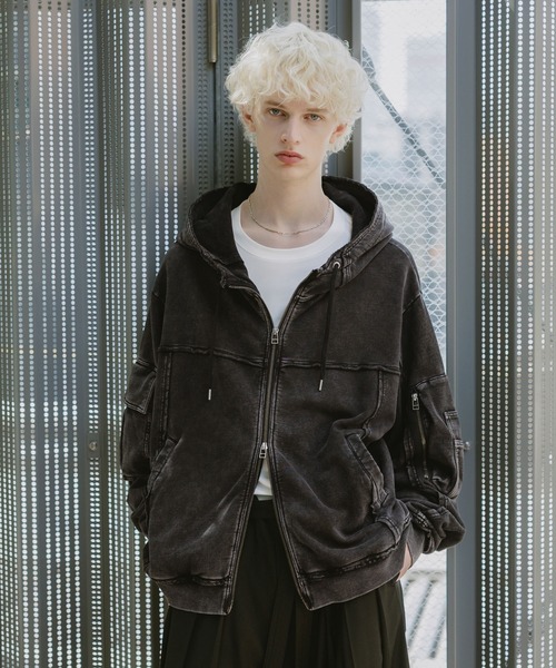 SET UP対応】ピグメントダブルポケットZIPパーカー(HARE)（パーカー