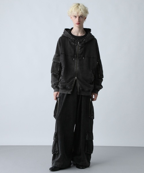 SET UP対応】ピグメントダブルポケットZIPパーカー(HARE)（パーカー