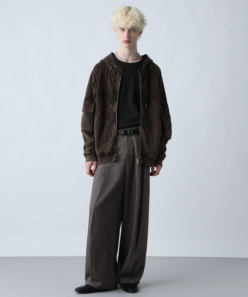 SET UP対応】ピグメントダブルポケットZIPパーカー(HARE)（パーカー