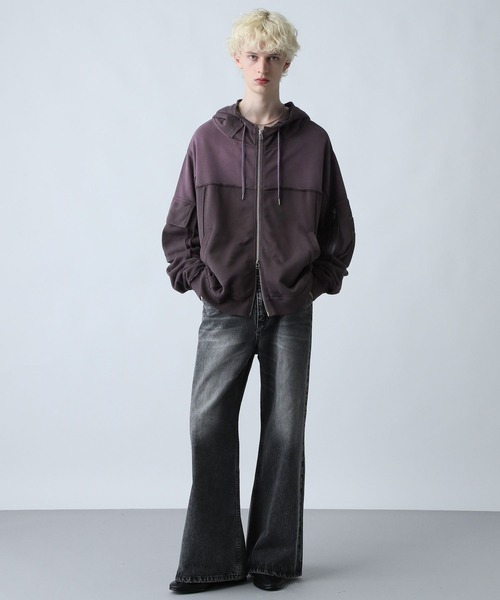 HARE（ハレ）の「【SET UP対応】ピグメントダブルポケットZIPパーカー(HARE)（パーカー・メンズ・ブラック/ブラウン/パープル系その他・SMALL/MEDIUM）」の22枚目の写真