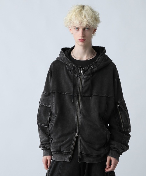 SET UP対応】ピグメントダブルポケットZIPパーカー(HARE)（パーカー