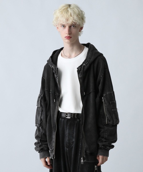 SET UP対応】ピグメントダブルポケットZIPパーカー(HARE)（パーカー