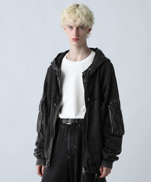 SET UP対応】ピグメントダブルポケットZIPパーカー(HARE)（パーカー