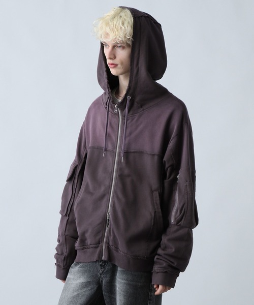 SET UP対応】ピグメントダブルポケットZIPパーカー(HARE)（パーカー