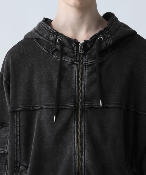 HARE（ハレ）の「【SET UP対応】ピグメントダブルポケットZIPパーカー(HARE)（パーカー・メンズ・ブラック/ブラウン/パープル系その他・SMALL/MEDIUM）」の11枚目の写真