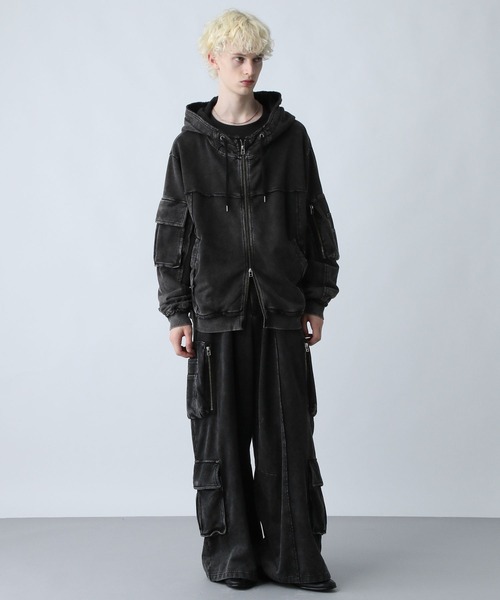 SET UP対応】ピグメントダブルポケットZIPパーカー(HARE)（パーカー