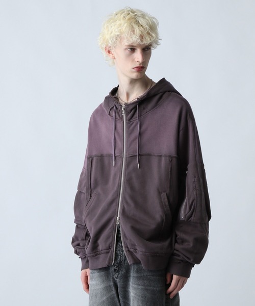 SET UP対応】ピグメントダブルポケットZIPパーカー(HARE)（パーカー