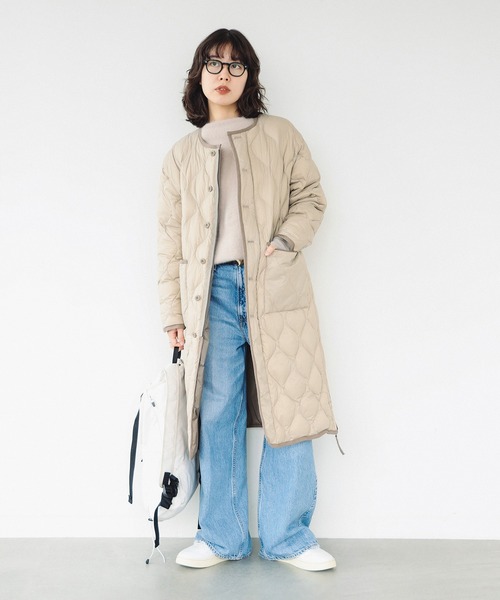 フリース・キルティング　リバーシブルロングコート　SHIPS✖️タイオン セール】【別注】TAION / リバーシブル ダウン ロングコート（S～M