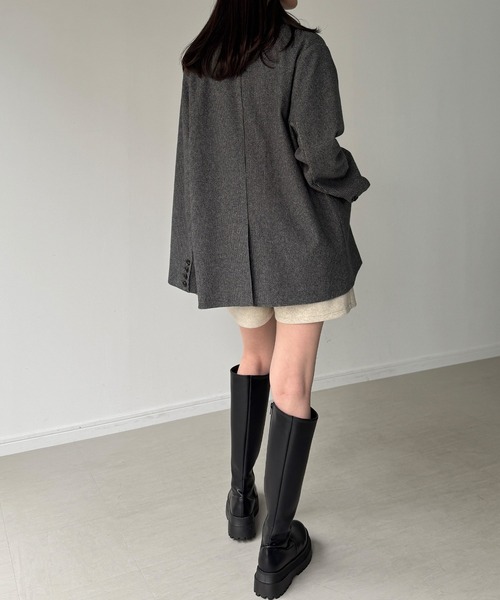 JUNOAH(ジュノア)の「チェック柄ジャケットコート(テーラードジャケット・レディース・ブラウン/ベージュ/チャコール・LARGE/MEDIUM/SMALL)」の14枚目の写真