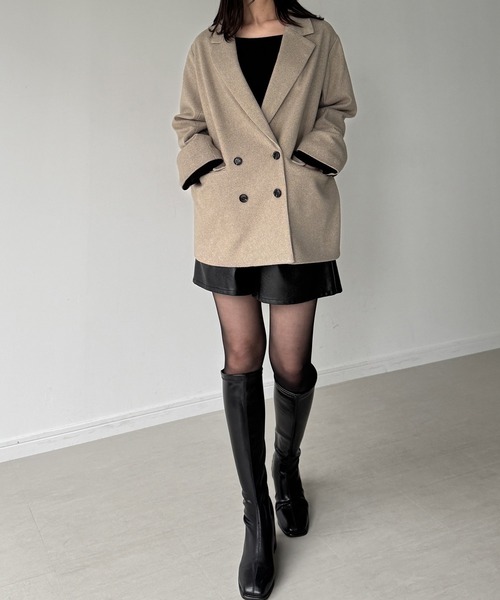 JUNOAH(ジュノア)の「チェック柄ジャケットコート(テーラードジャケット・レディース・ブラウン/ベージュ/チャコール・LARGE/MEDIUM/SMALL)」の17枚目の写真