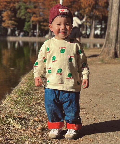 p.premier（ピードットプルミエ）の「【ジュニア対応】イロチ買いしたい総柄トレーナー（スウェット・キッズ・ブルー/ベビーピンク/アイボリー/ブラウン/マスタード・80/90/100/110/120/130/140）」の11枚目の写真