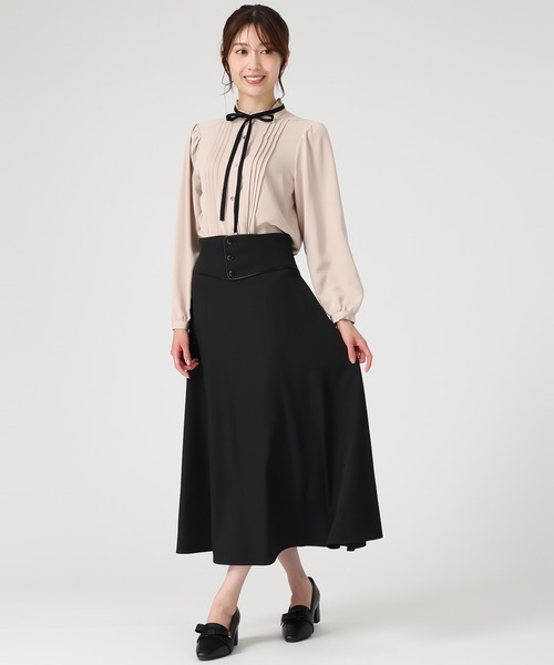 MISCH MASCH（ミッシュマッシュ）の「ピンタック配色リボンブラウス（シャツ/ブラウス・レディース・ベージュ/ホワイト/ブラック・ﾌﾘ-）」の17枚目の写真