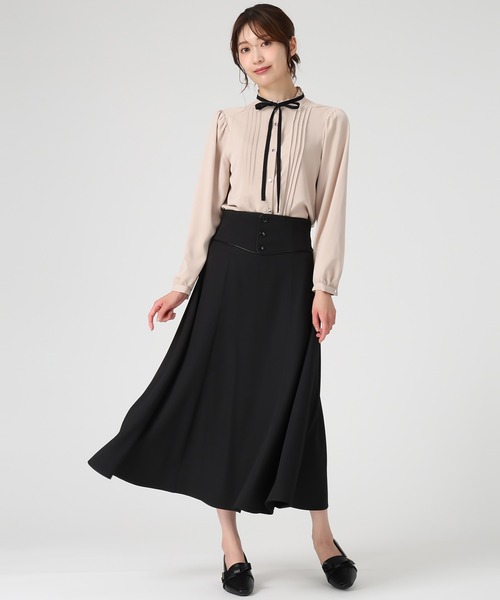 MISCH MASCH（ミッシュマッシュ）の「ピンタック配色リボンブラウス（シャツ/ブラウス・レディース・ベージュ/ホワイト/ブラック・ﾌﾘ-）」の18枚目の写真