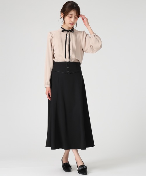 MISCH MASCH（ミッシュマッシュ）の「ピンタック配色リボンブラウス（シャツ/ブラウス・レディース・ベージュ/ホワイト/ブラック・ﾌﾘ-）」の19枚目の写真