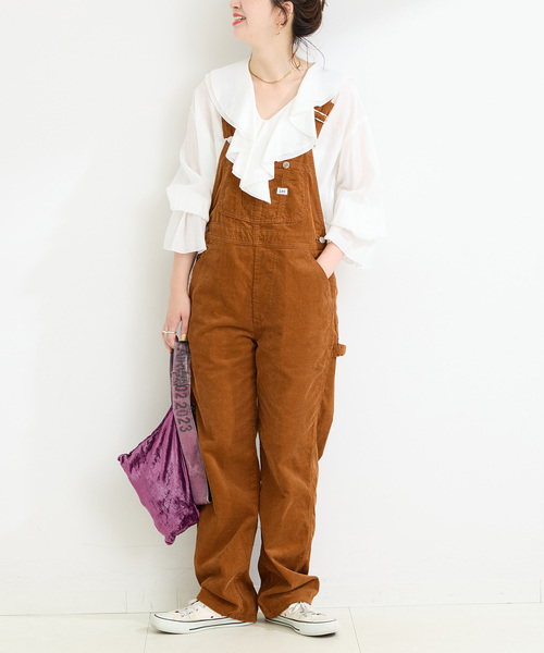 Lee（リー）の「ウォッシャブル / LEE/リー TAPERED OVERAL（サロペット/オーバーオール・レディース・カーキ/キャメル・MEDIUM）」の2枚目の写真