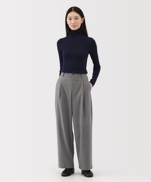 無印良品（ムジルシリョウヒン）の「婦人　縦横ストレッチ起毛　タックワイドパンツ（その他パンツ・レディース・グレー/ネイビー系/ブラック/アイボリー・S/M/L/XL）」の14枚目の写真