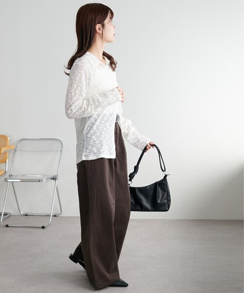 DISCOAT（ディスコート）の「2タックチノワイドパンツ（チノパンツ・レディース・ブラウン/ベージュ・MEDIUM/LARGE）」の8枚目の写真