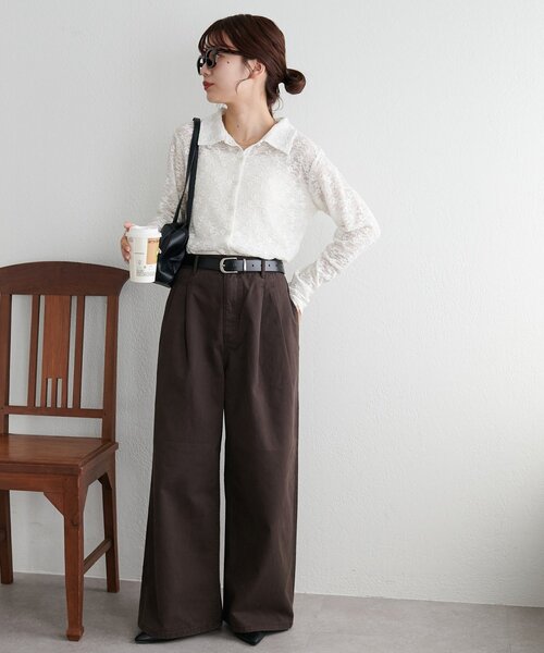 DISCOAT（ディスコート）の「2タックチノワイドパンツ（チノパンツ・レディース・ブラウン/ベージュ・MEDIUM/LARGE）」の12枚目の写真