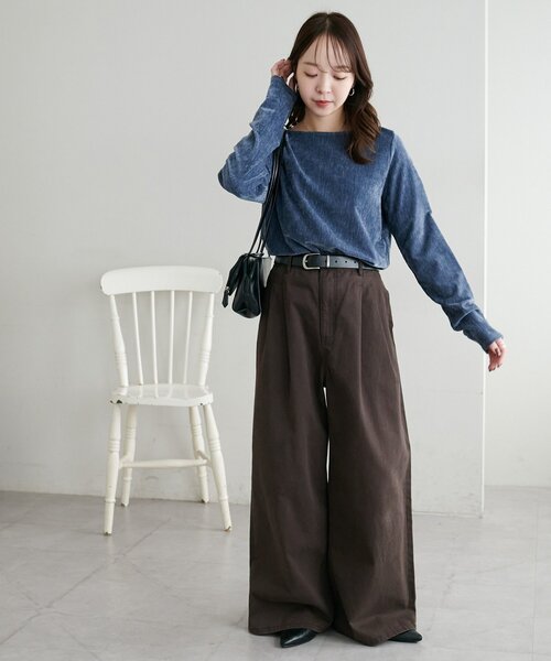 DISCOAT（ディスコート）の「2タックチノワイドパンツ（チノパンツ・レディース・ブラウン/ベージュ・MEDIUM/LARGE）」の18枚目の写真