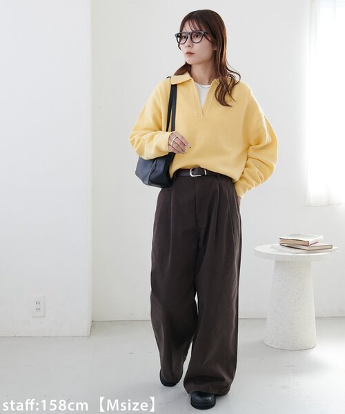 DISCOAT（ディスコート）の「2タックチノワイドパンツ（チノパンツ・レディース・ブラウン/ベージュ・MEDIUM/LARGE）」の22枚目の写真