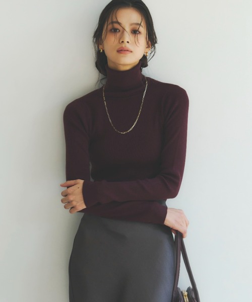 シルクカシミアブレンドフィットリブタートルニット(ニット/セーター シルクカシミアブレンドフィットリブタートルニット(ニット/セーター