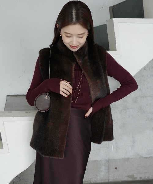 シルクカシミアブレンドフィットリブタートルニット（ニット