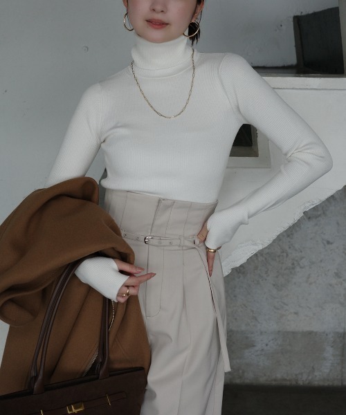 シルクカシミアブレンドフィットリブタートルニット（ニット/セーター