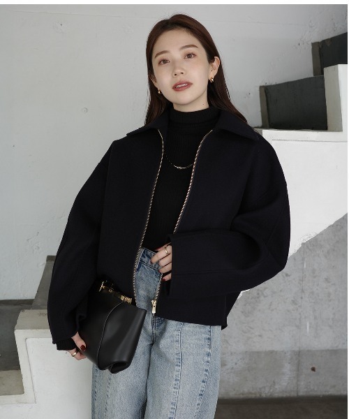 anuans アシメネックニットセットアップ anuans ラクーン混アシメ