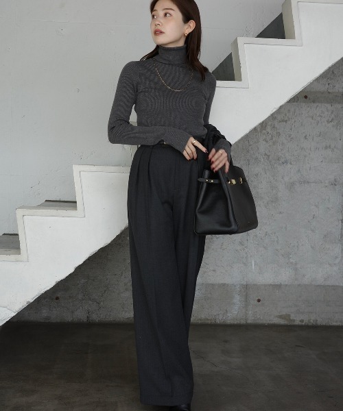 シルクカシミアブレンドフィットリブタートルニット（ニット/セーター